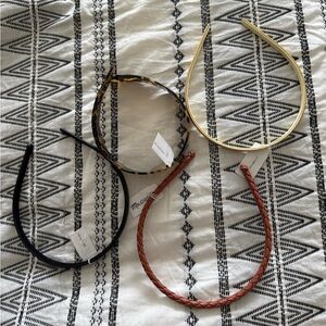 J. Crew/ Madewell Stylish Women's Headband Set - Black, Brown, Gold